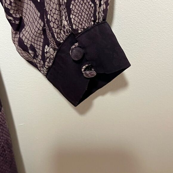 Parker Snake Print Purple Ombre Long Sleeve Faux Wrap Silk Dress Sz XS - Picture 5 of 5
